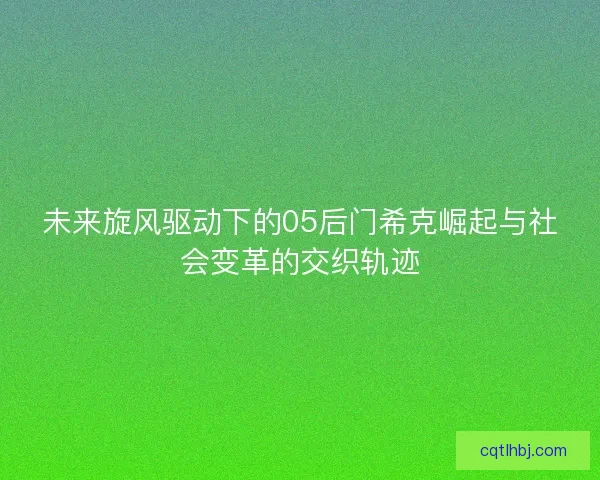 未来旋风驱动下的05后门希克崛起与社会变革的交织轨迹